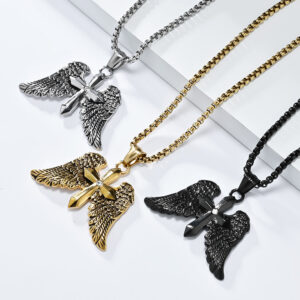 Angel Wings Cross Necklace