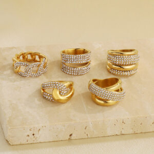 Oversized Diamond-Studded Titanium Steel Ring