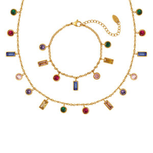 Multi-coloured zircon jewellery sets