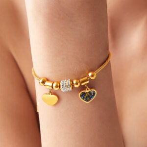 Geometric Diamond-Studded Heart Bracelet