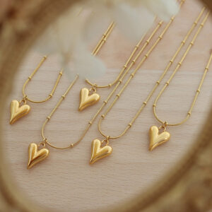 Minimalist Heart Necklace Titanium Steel with 18K Gold Plating