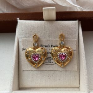 Ruby Heart Stud Earrings