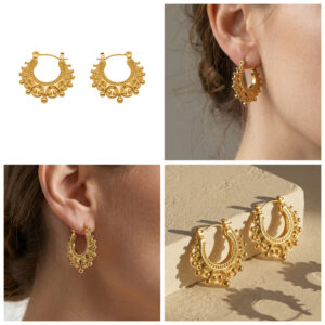 Luxury Vintage U-Shaped Crown Earrings Stainless Steel with 18K Gold Plating