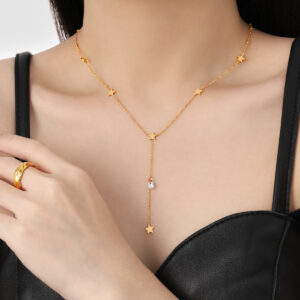 Diamond-Studded Five-Pointed Star Necklace