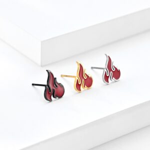 Chinese-Style Flame Titanium Steel Stud Earrings