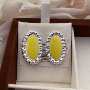 Geometric Oval Turmeric Glaze Drop Earrings