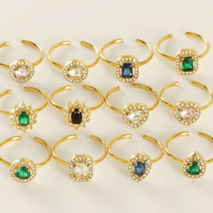 Double-Layer Diamond-Studded Heart Ring