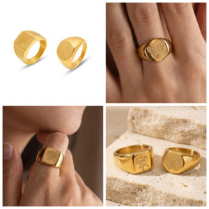 Stainless Steel Butterfly Camellia Engraved Ring - Multiple Sizes