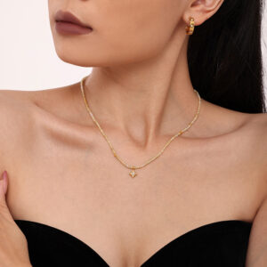 Stainless Steel Octagonal Star Zircon Pendant