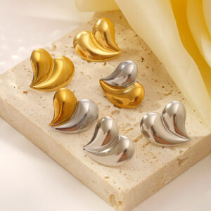 Color-matched Stainless Steel Heart Earrings