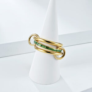 Triple-wrap Crystal Glass Bracelet with Full-Diamond Stacked Ring