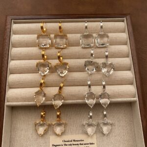 Semi-transparent heart-shaped geometric earrings