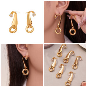 Zirconia Geometric Hoop Pendant Earrings