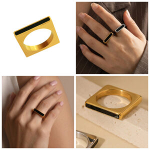 Stainless Steel Square Drip-Style Geometric Index Finger Ring