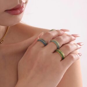 Four-row full-diamond setting with 5A zirconia ring