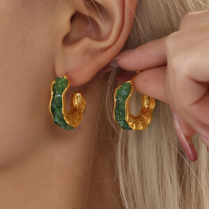Crystal Stone C-Shaped Earrings