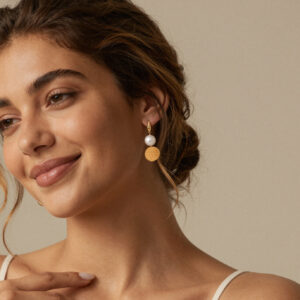 Geometric Round-Shaped Bead Pendant Earrings