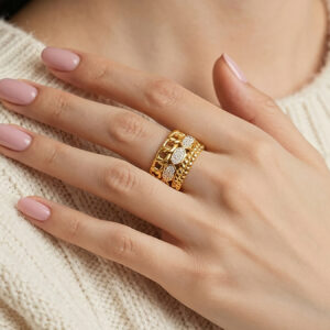 Stainless Steel Full Diamond Zirconia Ring