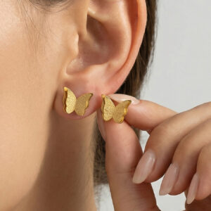 Brushed Small Butterfly Stud Earrings