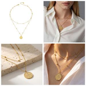 Devil's Eye Double-Layer Beaded Layered Collar Necklace