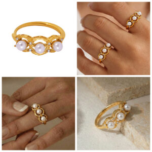Stainless Steel Pearl Zirconia Side-Opening Ring