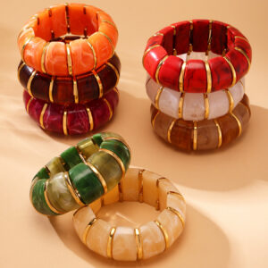 Pastel-Colored Resin Stretch Bracelet
