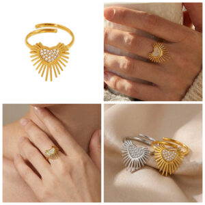 5A Zircon Ultra-Shimmering Heart-Shaped Open Ring