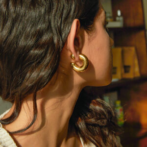 16k Gold Stainless Steel C-Shaped Earrings