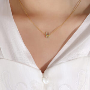 12-Color Diamond-Shaped Crystal Pendant Necklace