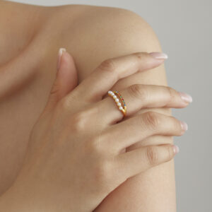 Double-Layer Shell Pearl 5A Zircon Side-Opening Adjustable Ring