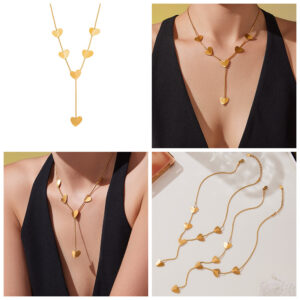 Y-Shaped Heart-Shaped Tassel Layered Necklace