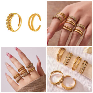 Wheat Ear Design Ring with Zirconia Accents